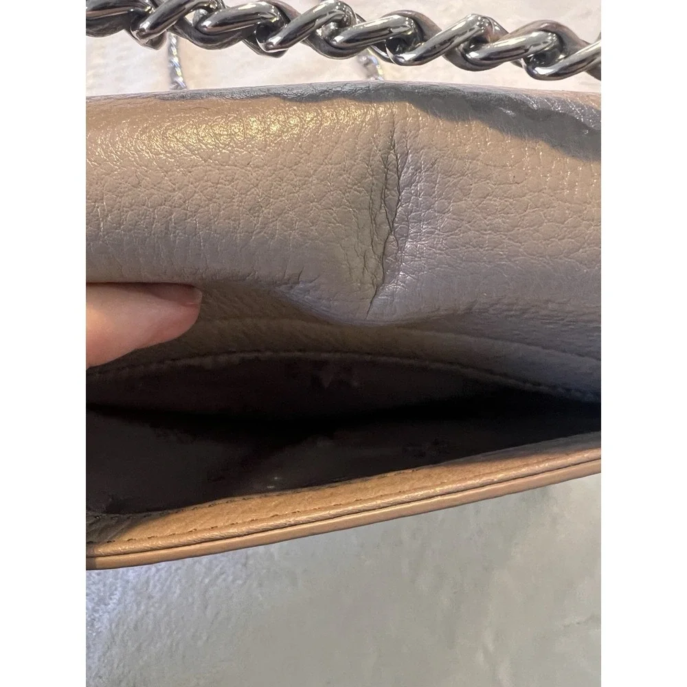 Tory Burch Britten Leather, Crossbody Shoulder strap, French Grey/Silver, Small